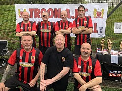 50s Troon Tornadoes  :  Chris (GK&VC).  Pete Har(C).   Colin. Simon J.  Simon H.  Markus. Graham.  Dave Hen.