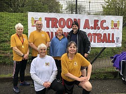 50s Troon Tempests :  Lin (GK&C).  Sam. Craig. Noel. Eddie (VC).  Phil J.  Malcolm. Ann.